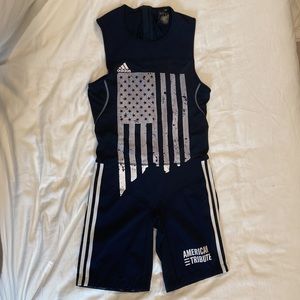 Adidas Lifting Singlet with American Flag Design, men’s Large